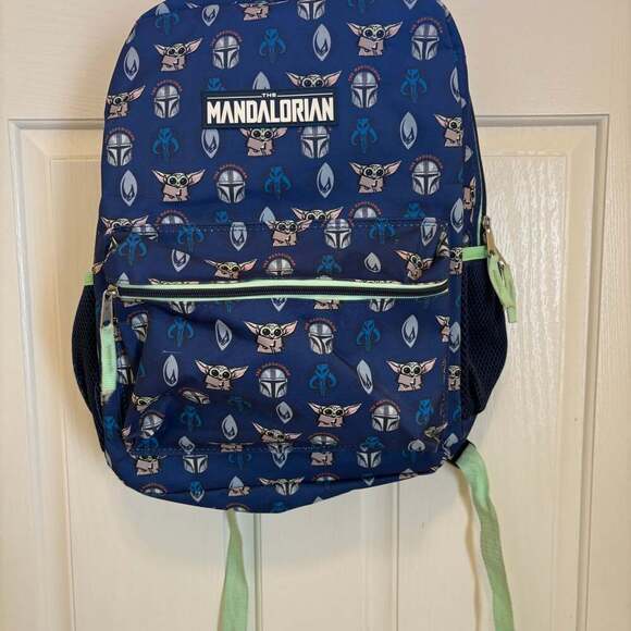 Star Wars The Mandalorian Grogu Baby Yoda Backpack Navy Blue 16 Kids School Bag - Picture 4 of 6